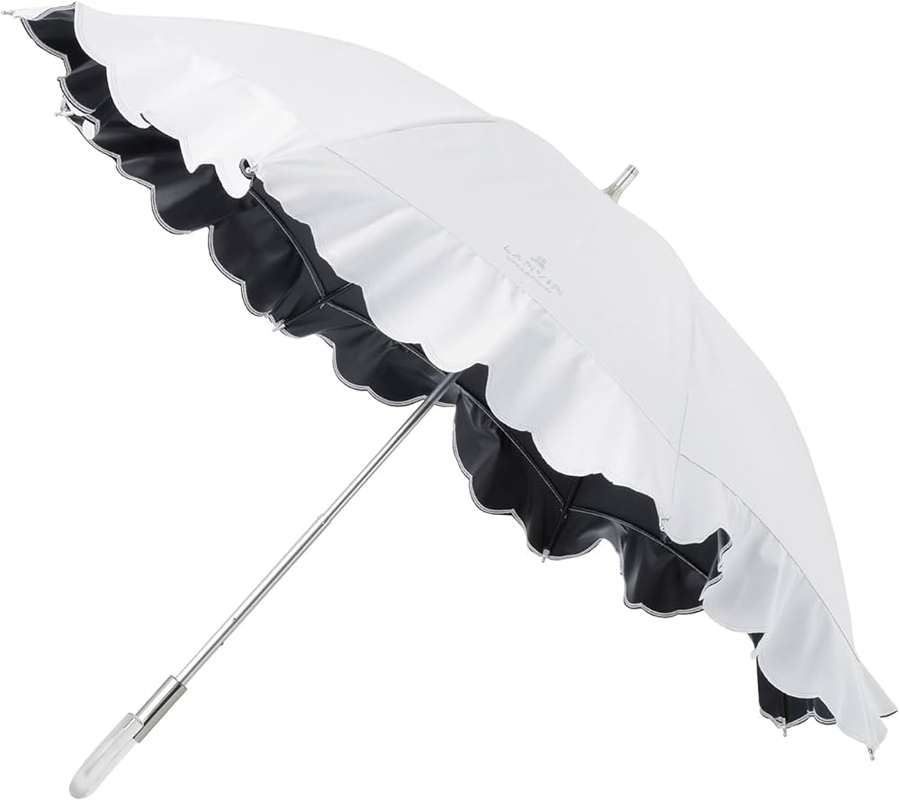 ★新品★ランバンコレクション　晴雨兼用　フリル日傘　１級遮光　遮熱　スライド式 WEB限定】晴雨兼用折りたたみ日傘 バンブー フリル 1級遮光 遮熱 UV